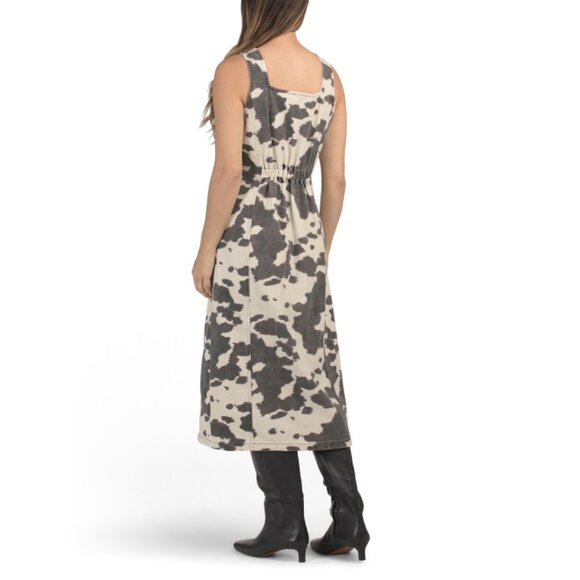 SUNDAY EDITION Taupe/brown Cow Print Maxi Dress - Picture 2 of 2